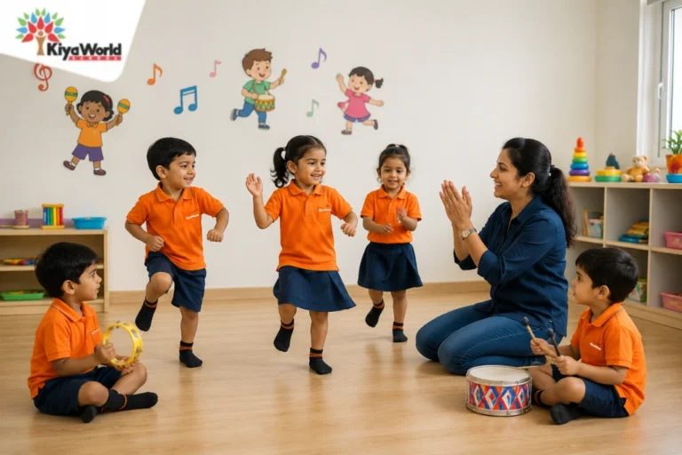children performing music and movement activity