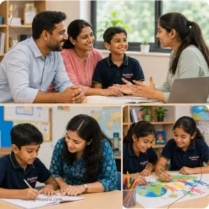 parent and children with kiya team